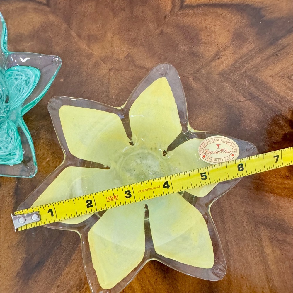 2 Murano Art Glass Flower Shaped Votive Candle Holders Made In Italy - Picture 7 of 8